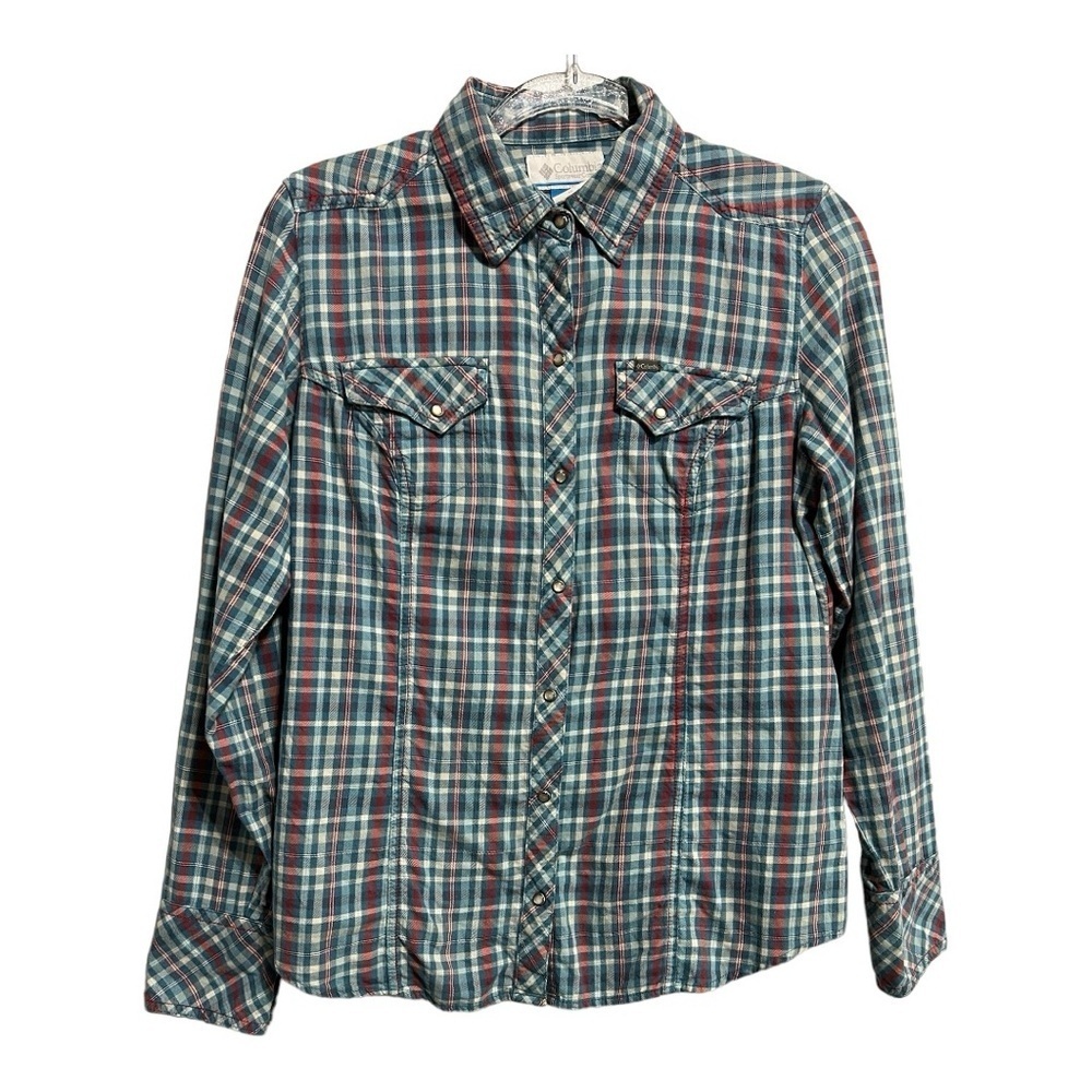 Columbia Pearl Snap Western Style Flannel Shirt Size M